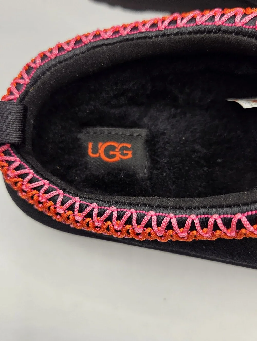 UGG Black Suede Slip-On Clog with Neon Stitching